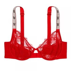 New! Victorias Secret the fabulous lace unlined Demi red bra 10286